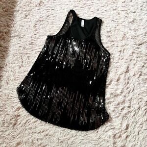 Sequin Sparkle Glam Monochrome Whimsygoth Party Tank Womens M Dopamine Statement